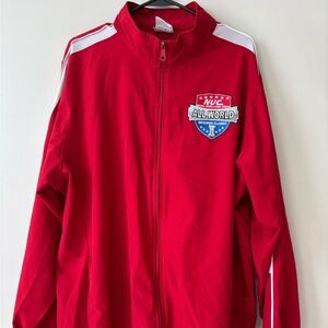 Vintage Red Nuc All World Gridiron Classic windbreaker Preppy Jacket 2XL Tall